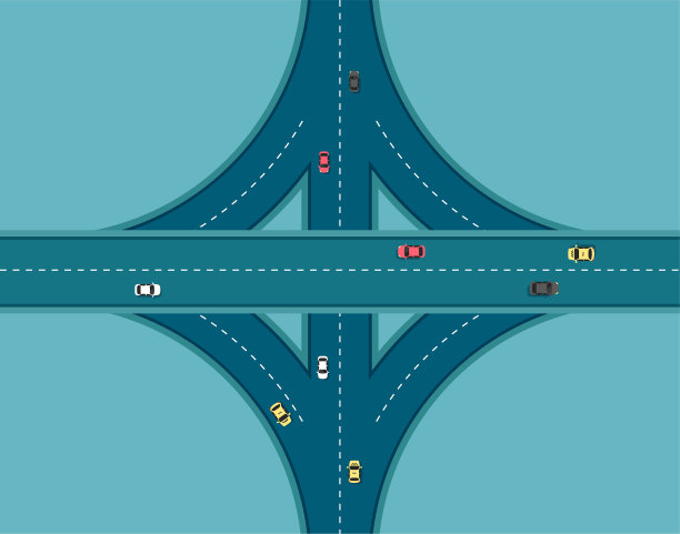 顶视图道路与不同的汽车。图片下载