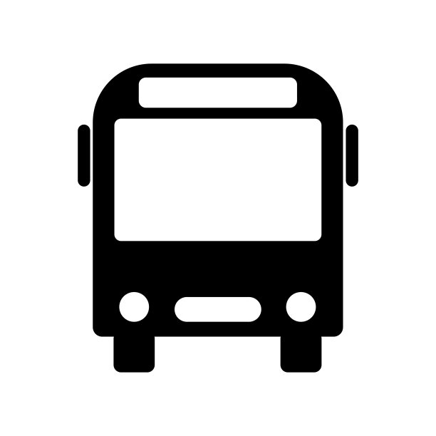 矢量总线剪影图标。公共交通的正面图形图像。供在校学生旅行的工具。商业城市路线的插图。股票的照片。图片下载