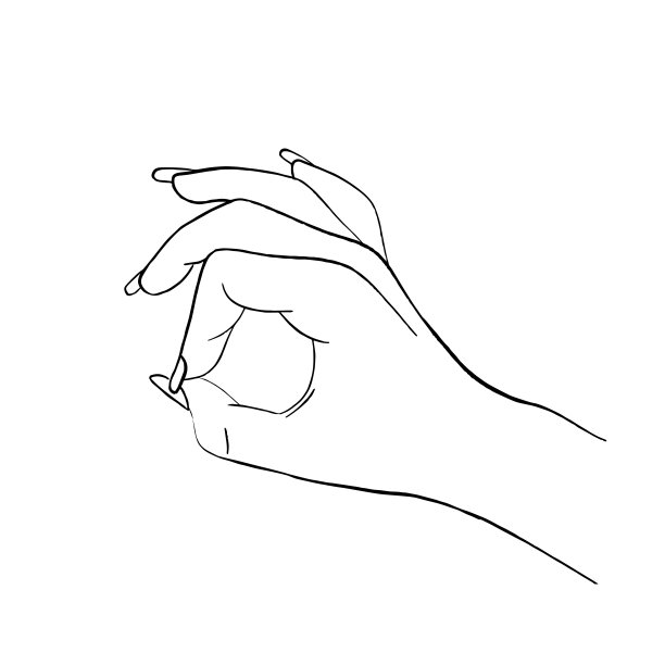 女性的手显示ok，白色背景上的黑色轮廓图片下载
