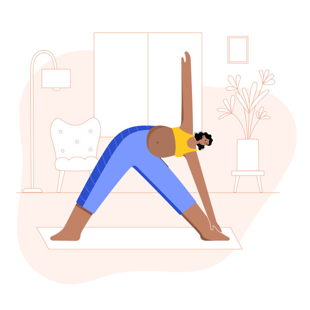 瑜伽扁平风格矢量插画：健康孕期图片下载