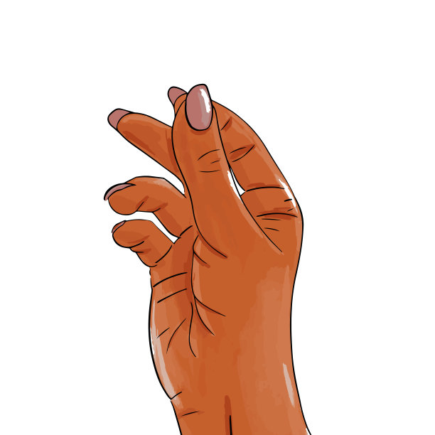 手绘女性非洲裔美国人的手与粉红色的指甲图片下载