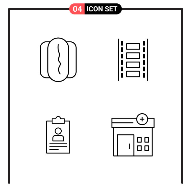 为网页和移动设置4个线条样式图标图片下载