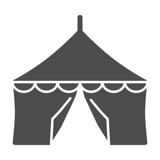 帐篷固体图标，节日概念，马戏团帐篷标志的白色背景，节日展馆图标在字形风格的移动概念和网页设计。矢量图形。图片下载