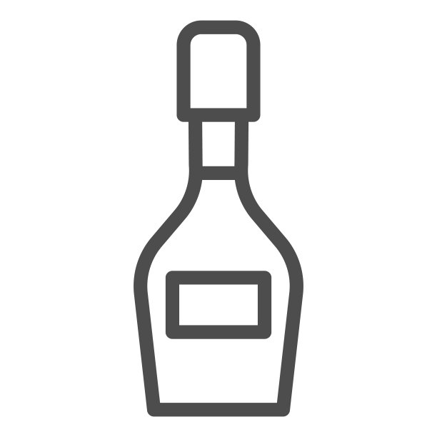 香槟酒瓶线条图标，酒精饮料概念，白色背景上的香槟标志，移动概念和网页设计的轮廓风格酒瓶图标，矢量图形图片下载