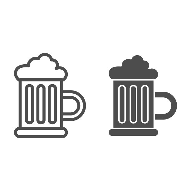 带泡沫线的啤酒杯图标，饮品概念矢量素材图片下载