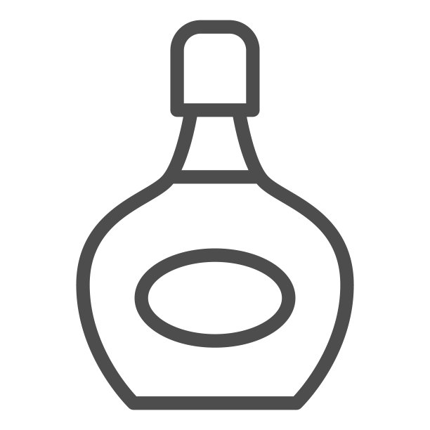 利口酒瓶线图标，酒精饮料概念，瓶利口酒标志上的白色背景，酒精饮料在一个瓶子图标在轮廓风格的移动概念，网页设计。矢量图形。图片下载