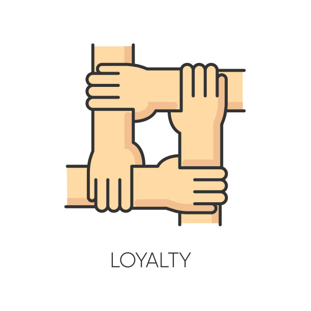忠诚RGB颜色图标。社会联系，集体联系，友谊。友谊、团结、团队和忠诚的象征。手牵着手的人孤立矢量插图图片下载
