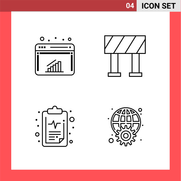 4图标包线样式轮廓符号上的白色图片下载