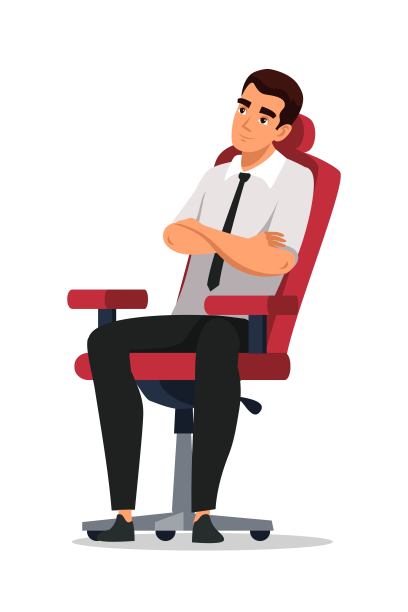 面带微笑的商人坐在办公室桌子旁，孤立的人素材图片