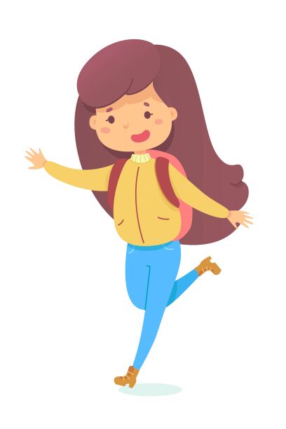 微笑的女学生背着背包跑去学校图片下载