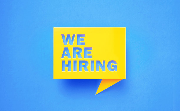 我们正在招聘书面黄色聊天泡沫蓝色背景图片下载