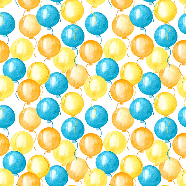 水彩无缝背景气球。图片下载