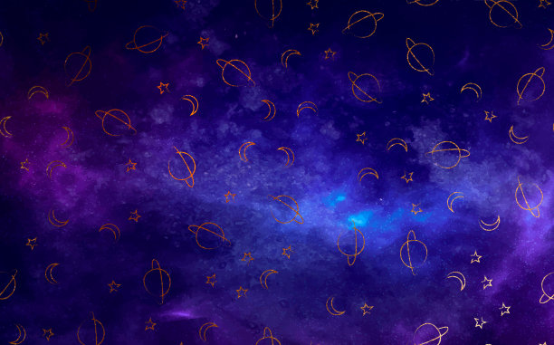 矢量宇宙水彩插图。色彩丰富的空间背景与图案图片下载