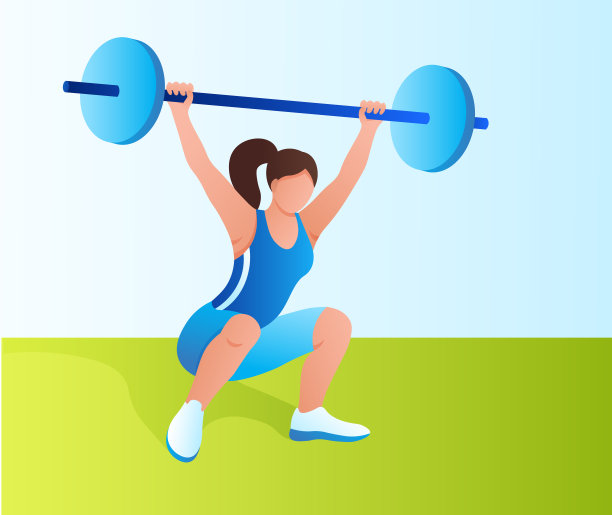 一个穿着运动服的女孩正在用杠铃举重。健美身材，在健身房和家里进行力量锻炼，训练。素材图片