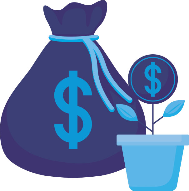 孤立的钱一元硬币花和袋图片下载