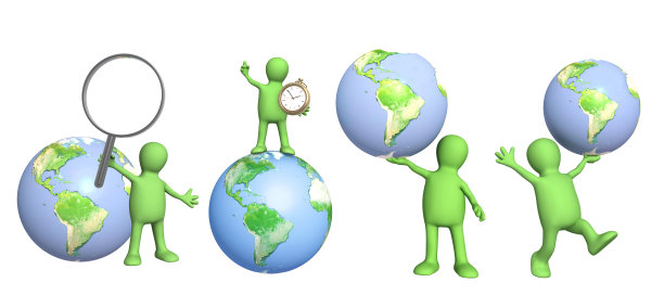 一组3d人与地球图片下载