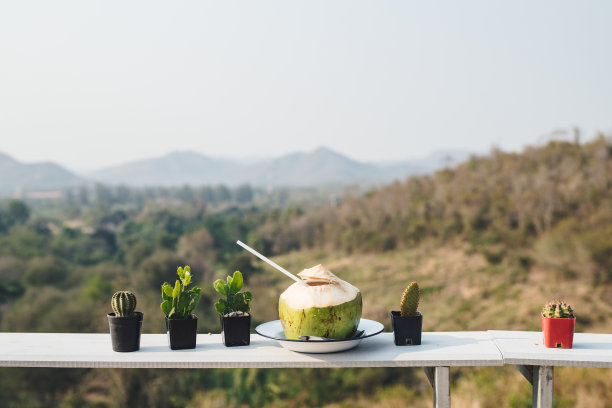 美丽的阳台休息室与山景图片下载