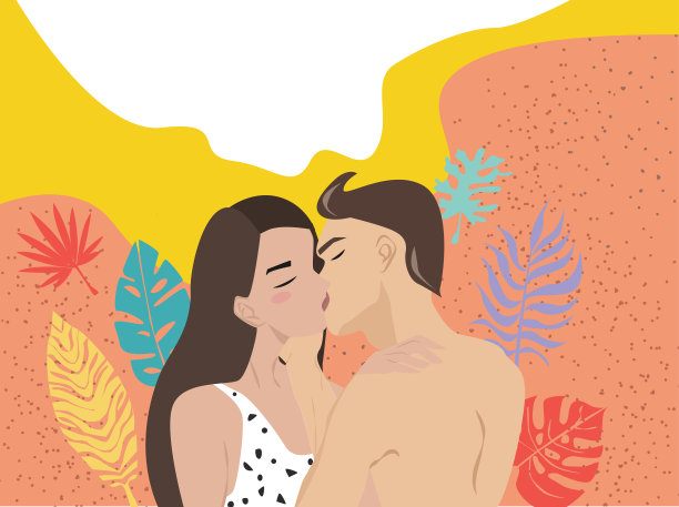 女孩和男孩情侣接吻图片下载