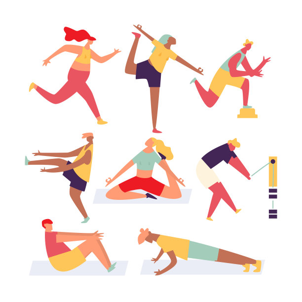 成套运动锻炼人。培训男人和女人图片下载