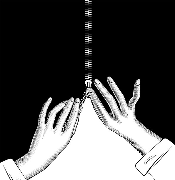 女性的手拉上了拉链图片下载