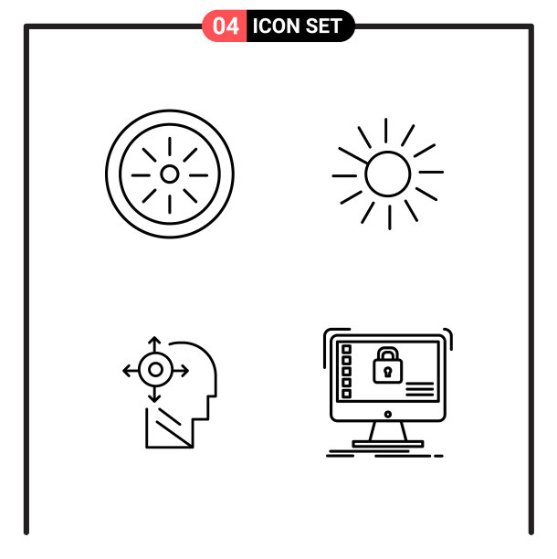 为网页和移动设置4个线条样式图标图片下载