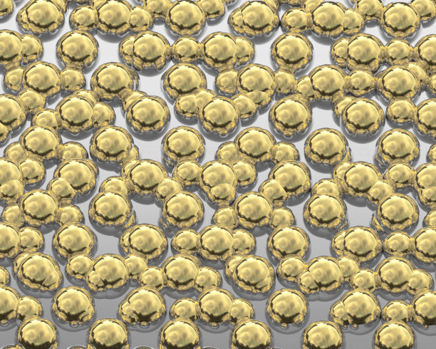 黄金球。金色的光滑的球。三维渲染图片下载