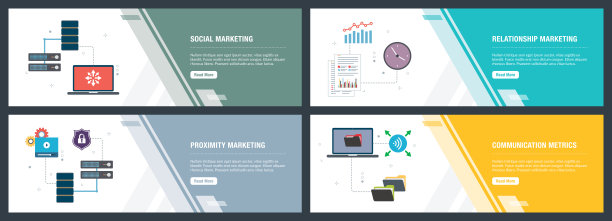 互联网旗帜的技术，互联网和电脑图标集。图片下载