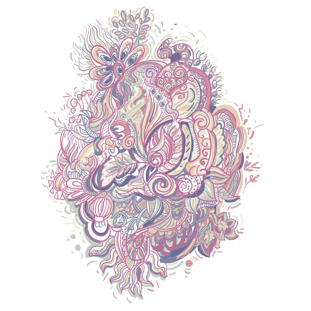 抽象的线条艺术，缠结，彩色的涂鸦图案，图片下载