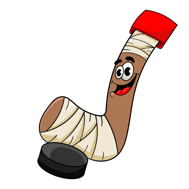 卡通冰球棍与冰球，矢量插图图片下载