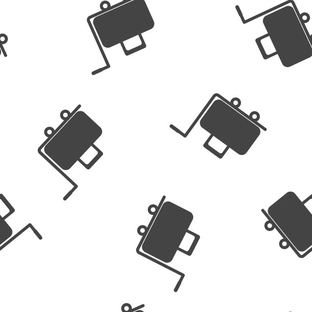 矢量图标手推车与手提箱。标志服务，搬运工在酒店无缝图案的白色背景上。图片下载