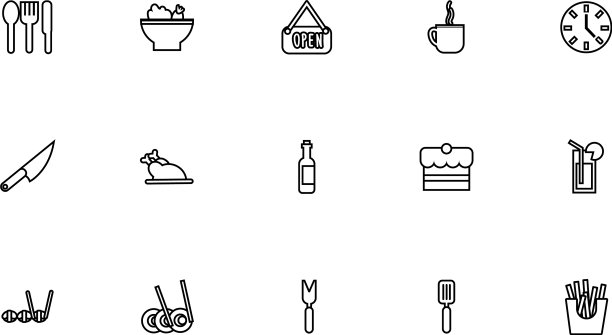 捆绑餐厅设置系列图标图片下载