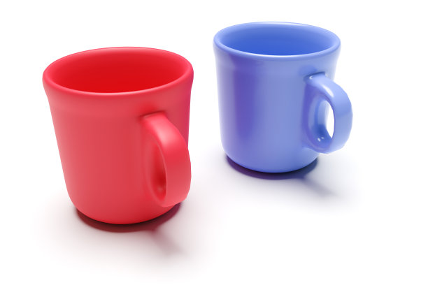 两个杯子孤立在白色背景上图片下载
