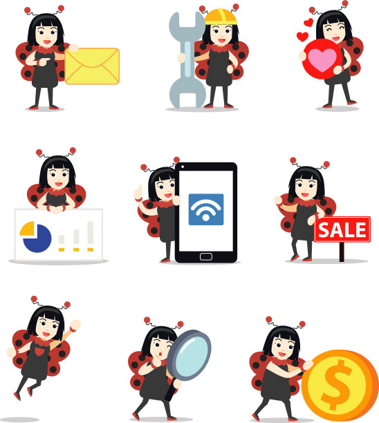 设定角色女人穿着瓢虫服装图片下载