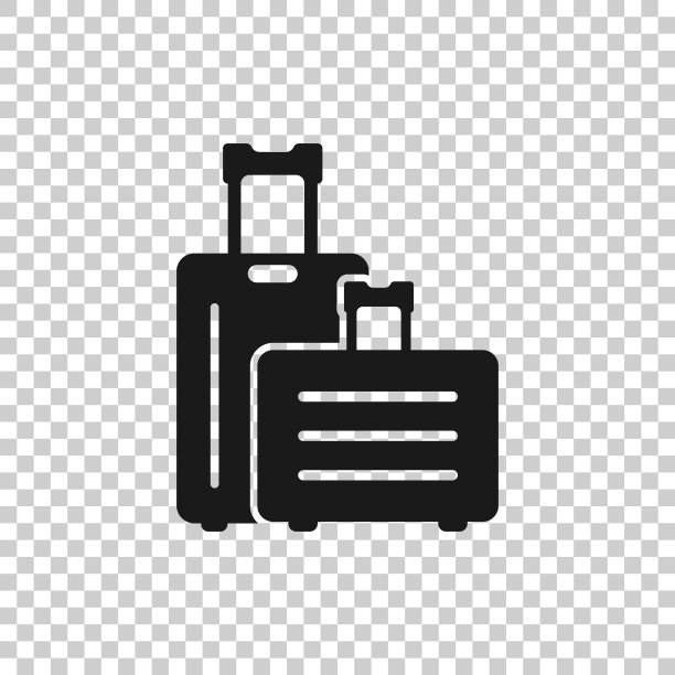 白色背景上的扁平风格行李旅行包图标图片下载