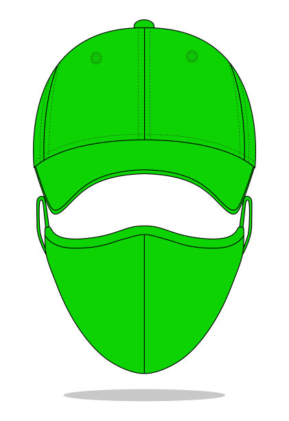绿色棒球帽和面具脸织物矢量图片下载