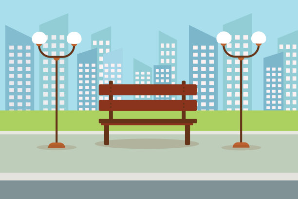 公共公园矢量平面插图素材图片