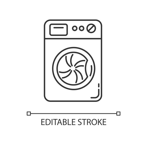 洗衣，洗衣机像素完美线性图标。洗衣机、家用电器、自助洗衣店。细线可定制的插图。轮廓的象征。矢量孤立轮廓绘制。可编辑的中风图片下载