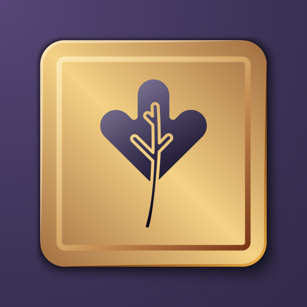 紫色叶子图标孤立在紫色背景图片下载