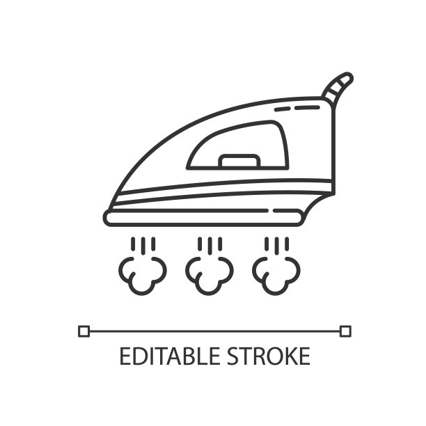 熨烫像素完美的线性图标。洗衣服务,熨斗。蒸汽熨斗。细线可定制的插图。轮廓的象征。矢量孤立轮廓绘制。可编辑的中风图片下载