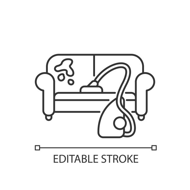 家具干洗像素完美线性图标。洗衣服务，装修精致清洁。细线可定制的插图。轮廓的象征。矢量孤立轮廓绘制。可编辑的中风图片下载