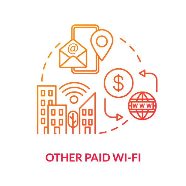 其他付费wifi红色概念图标。免费的网络区。全球通信。镇上的公共信号。漫游构思细线插图。矢量隔离轮廓RGB彩色绘图图片下载