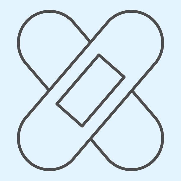 创可贴细线图标急救交叉石膏图片下载