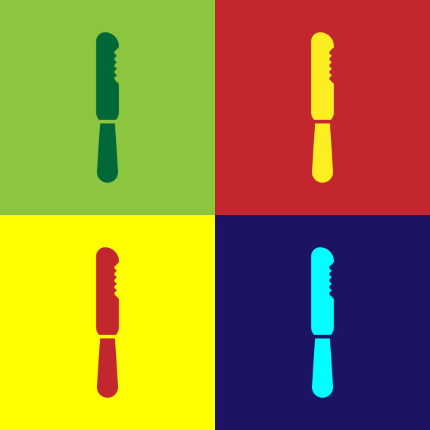 彩色一次性塑料刀图标隔离上图片下载