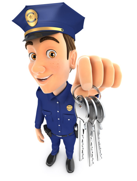 3d警察拿着一串钥匙图片下载