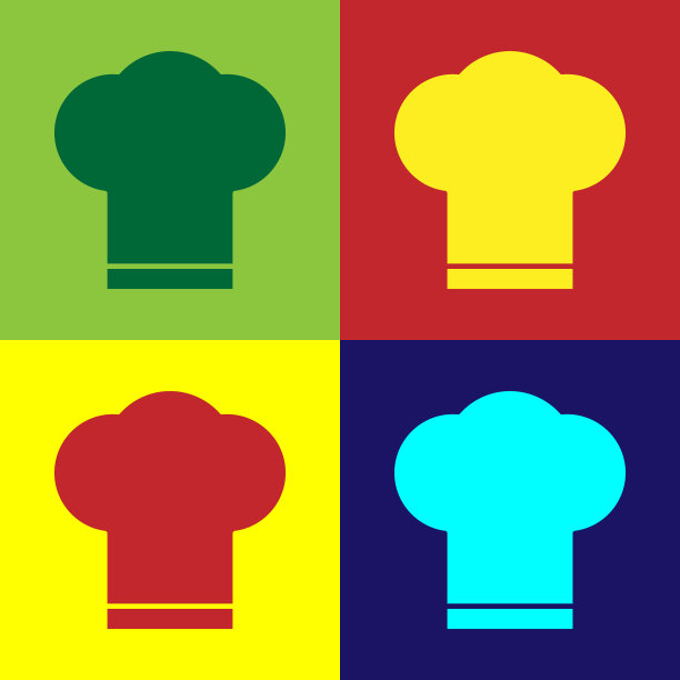 颜色厨师帽子图标孤立的颜色背景图片下载