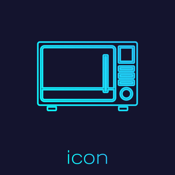 绿松石线微波炉图标孤立上图片下载