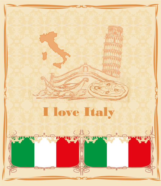 意大利标志复古卡片图片下载