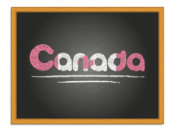 加拿大国家名称和国旗颜色粉笔图片下载
