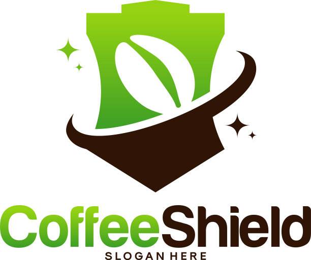咖啡盾标志设计概念咖啡豆图片下载