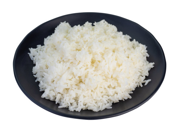 茉莉花煮米饭在白色的背景。(剪切路径)图片下载
